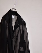 itochi - 100/2 cotton organdy transparent tuck short shirt / black