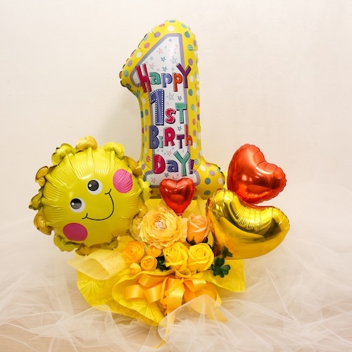 シャボンフラワー・ハッピーファーストバースデー”イエロー”