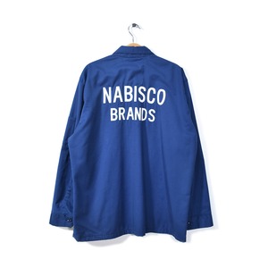 70s ナビスコ バック刺繍 ヴィンテージ ワークジャケット ネイビー NABISCO BRANDS メンズL アメカジ 古着 @DE0011