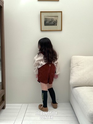 【即納】【JEJEUNOSITY】コーデュロイショートオーバーオール ワイン　80〜120cm 2025 WINTER 韓国子供服