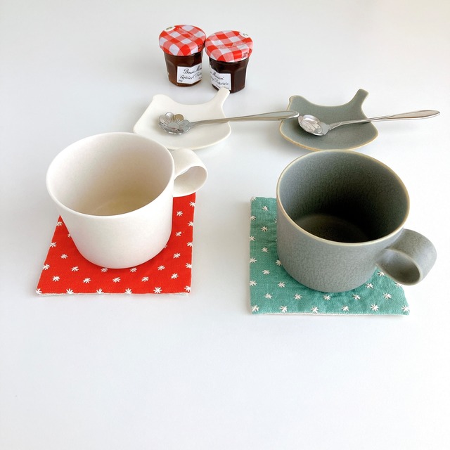 刺し子のコースター①四角/リネン