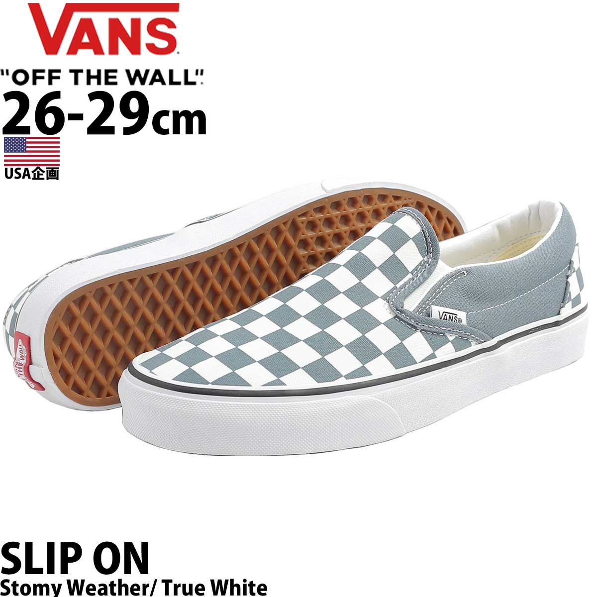 バンズ スリッポン 26-29cm Vans Checkerboard Classic Slip On STORMY WEATHER スケボー  スケートボード チェッカーボード チェック ストリート シューズ メンズ 靴 ブランド US企画 メンズ ファッション バンズスリッポン 並行輸入 