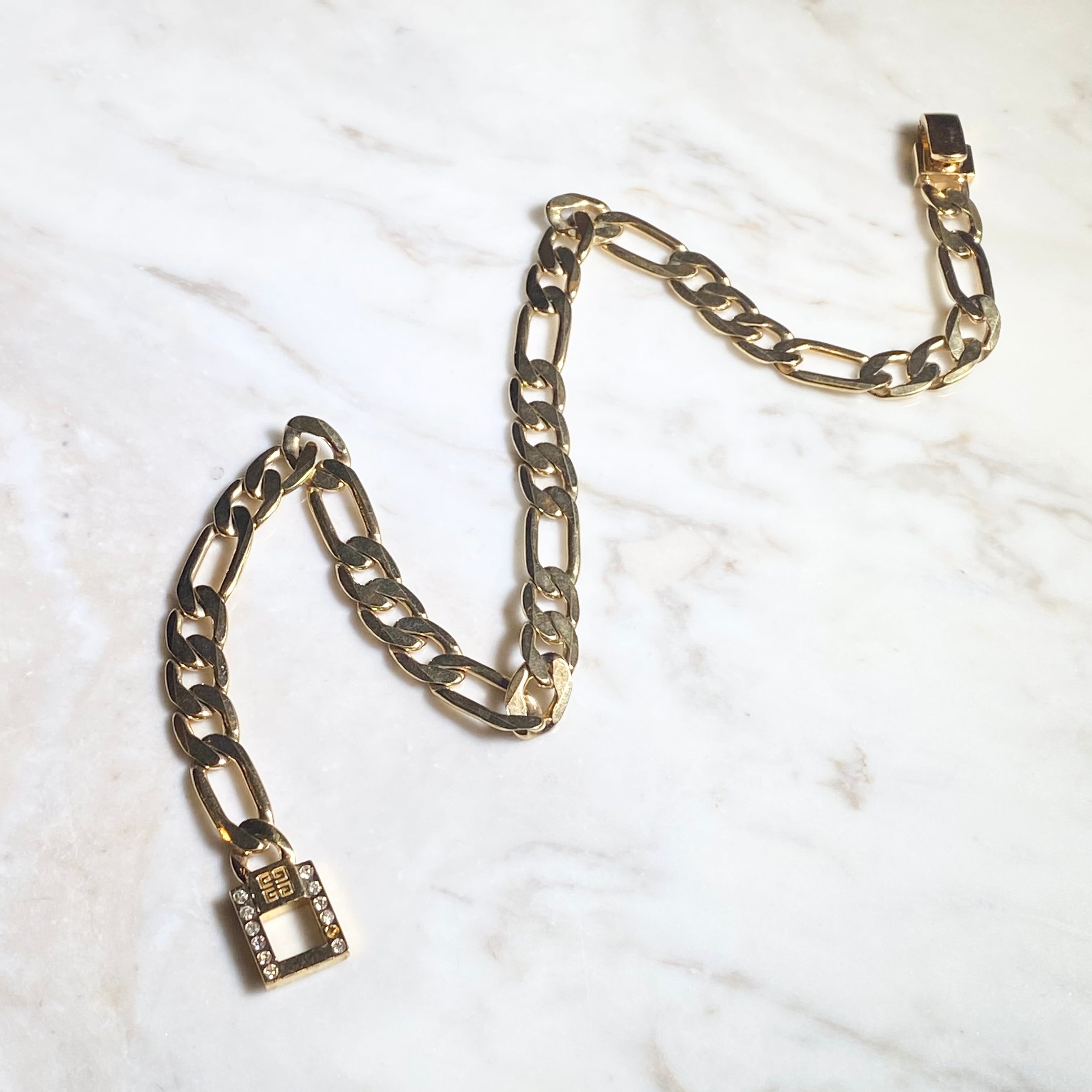 vintage GIVENCHY gold color metal wide chain necklace | NOIR ONLINE