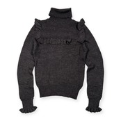 SLOBE IENA スローブ イエナ アルパカ混 フリル デザイン タートルネック ニットセーター /チャコールグレー系