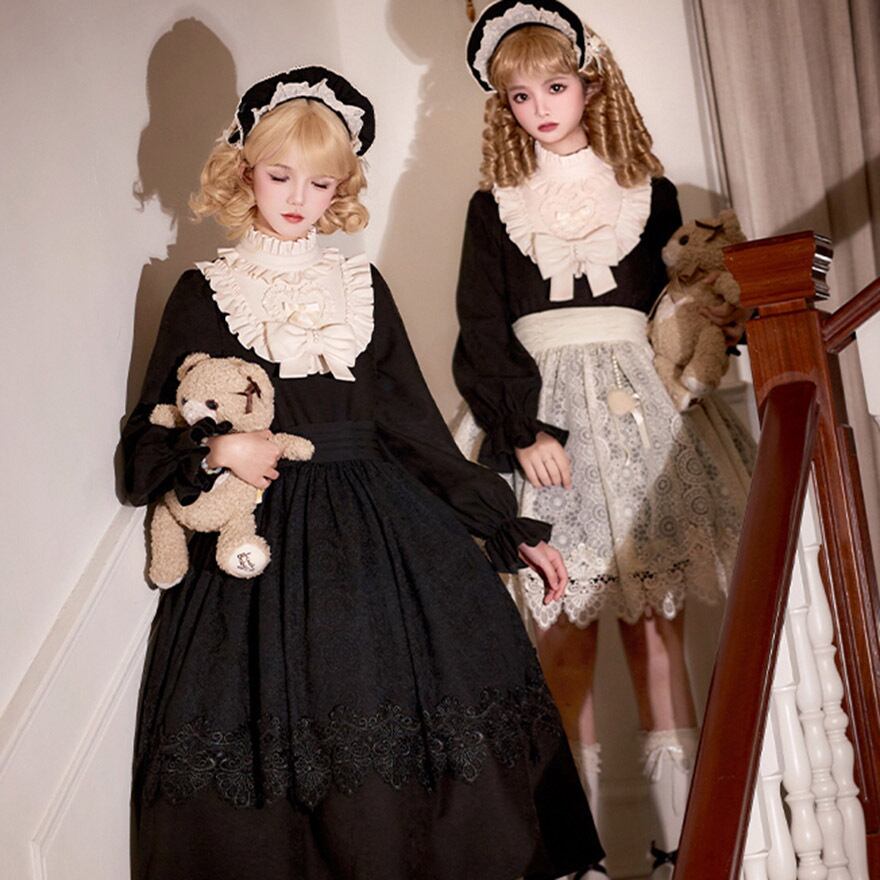 メイドロリータ ワンピース 英国風 ヴィクトリアン ロング丈｜WithU