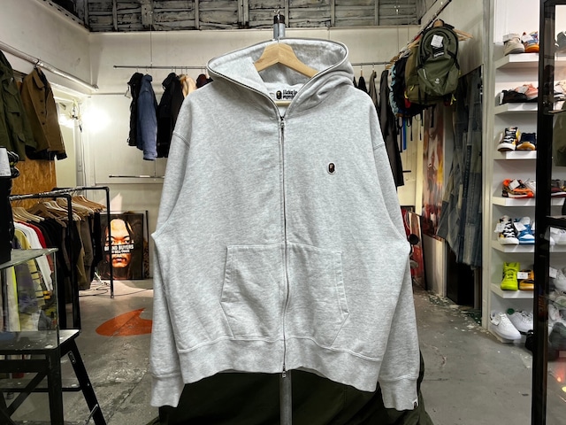 A BATHING APE APE HEAD ONE POINT ZIP HOODIE GREY LARGE 57735