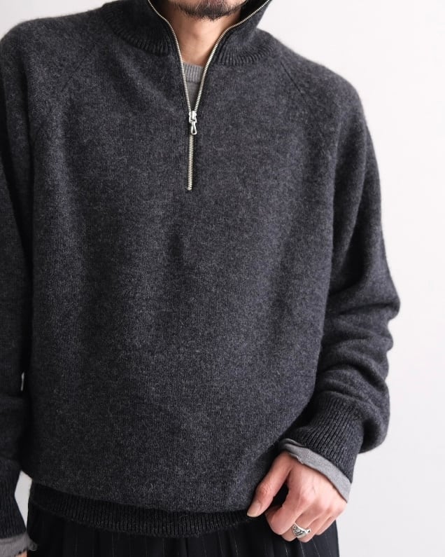 Men's BATONER” BABY ALPACA KURUMI TENJIKU HALF ZIP” | Lapel online