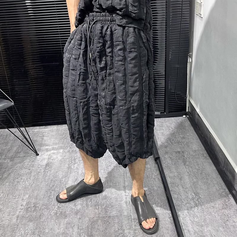 ドローストリングクリンクル加工七分丈パンツ 1color MPA0145