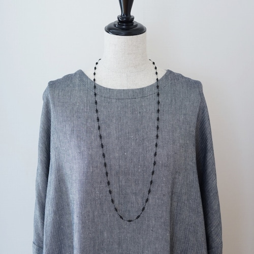 long necklace silk オニキス２