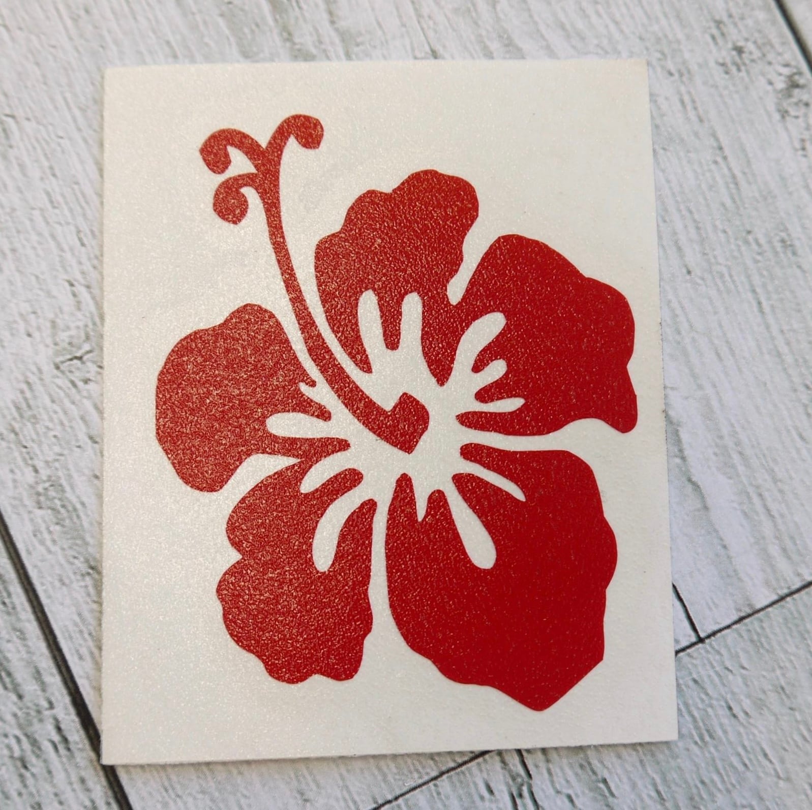 ★ハワイ直輸入ステッカー ★転写式 ハイビスカス /ミニサイズ ステッカー<レッド 19>