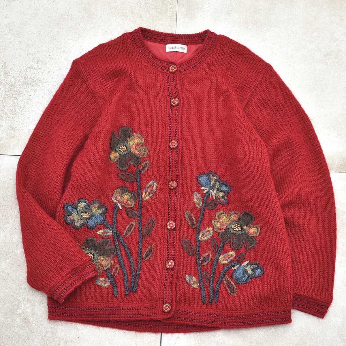 Jp vtg flower embroidery retro cardigan | 古着屋 grin days memory