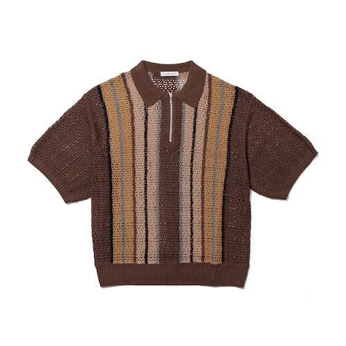 F-LAGSTUF-F STRIPE S/S H/Z SUMMER SWEATER (BROWN)