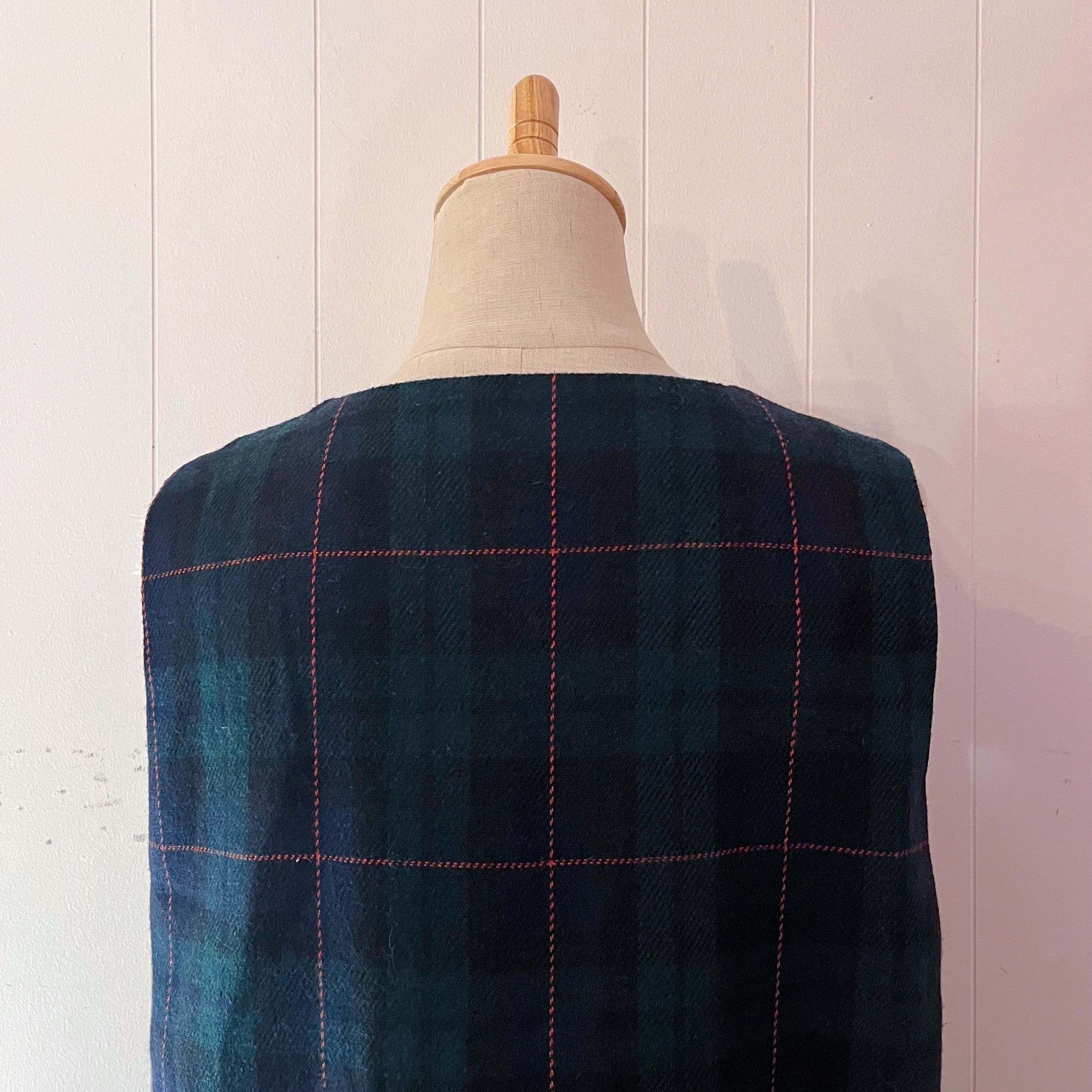 green chek front button jumper skirt