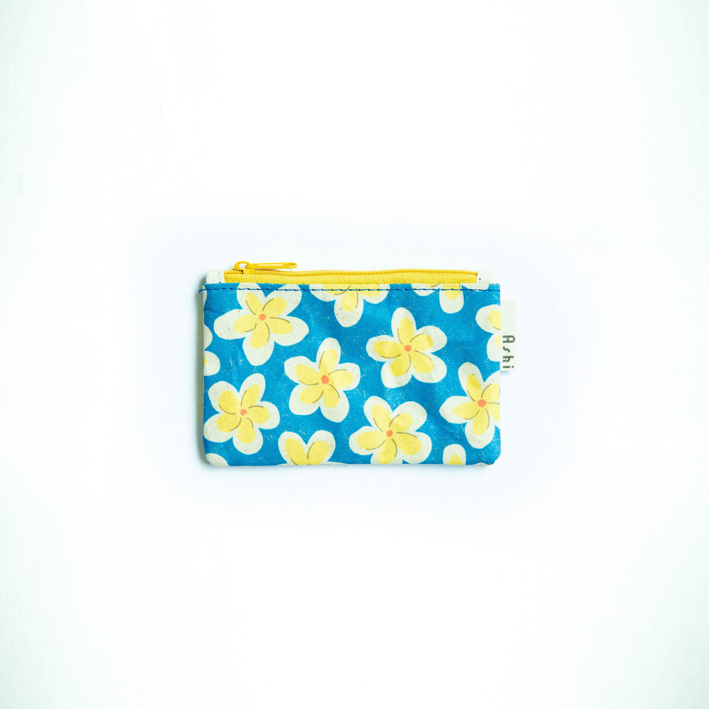 Ashi｜亜紙 Flat Pouch S＊Plumeria 紙ポーチ 花柄 植物柄 プルメリア