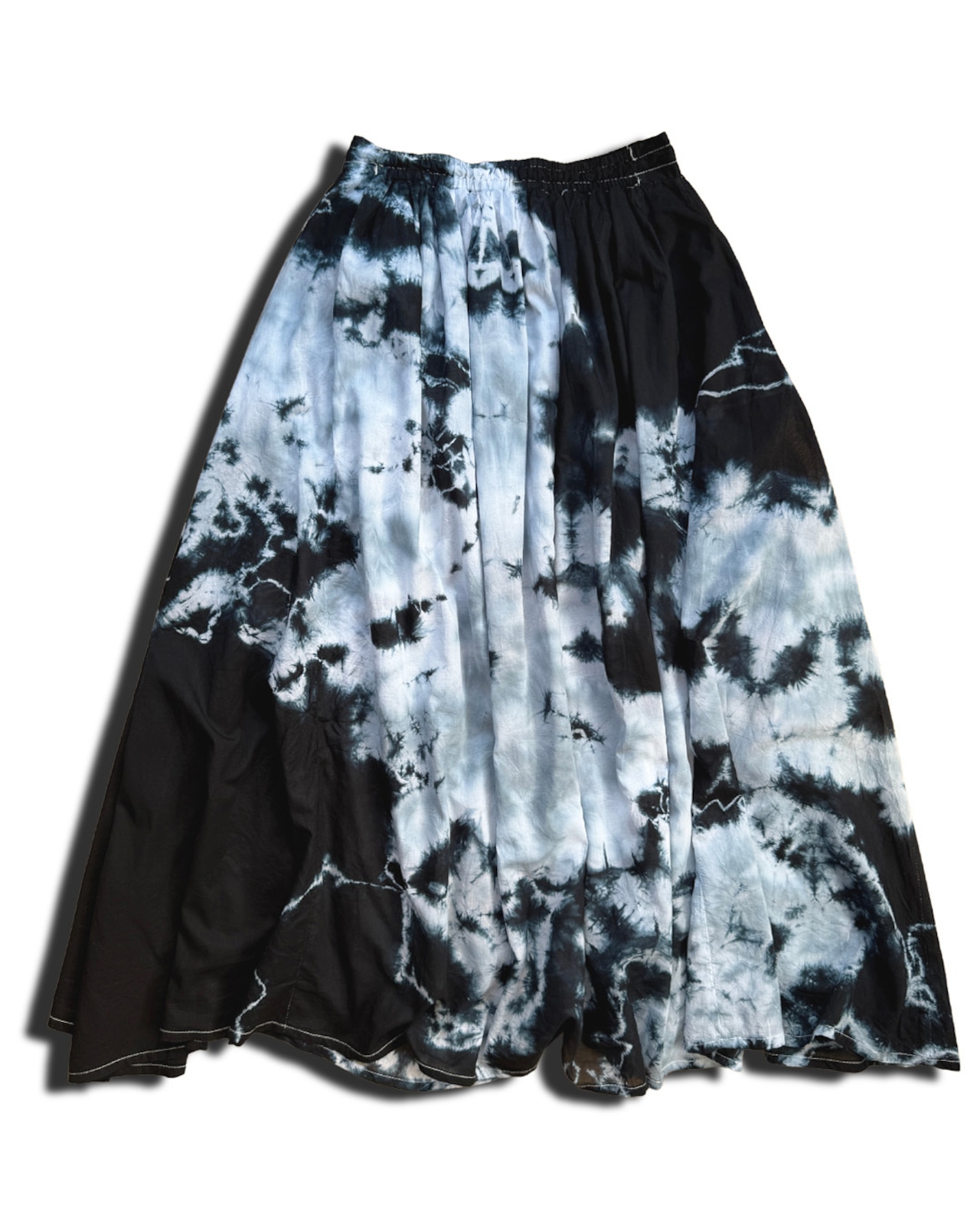 【セットアップ可】タイダイ黒染めスカート ダルメシアン