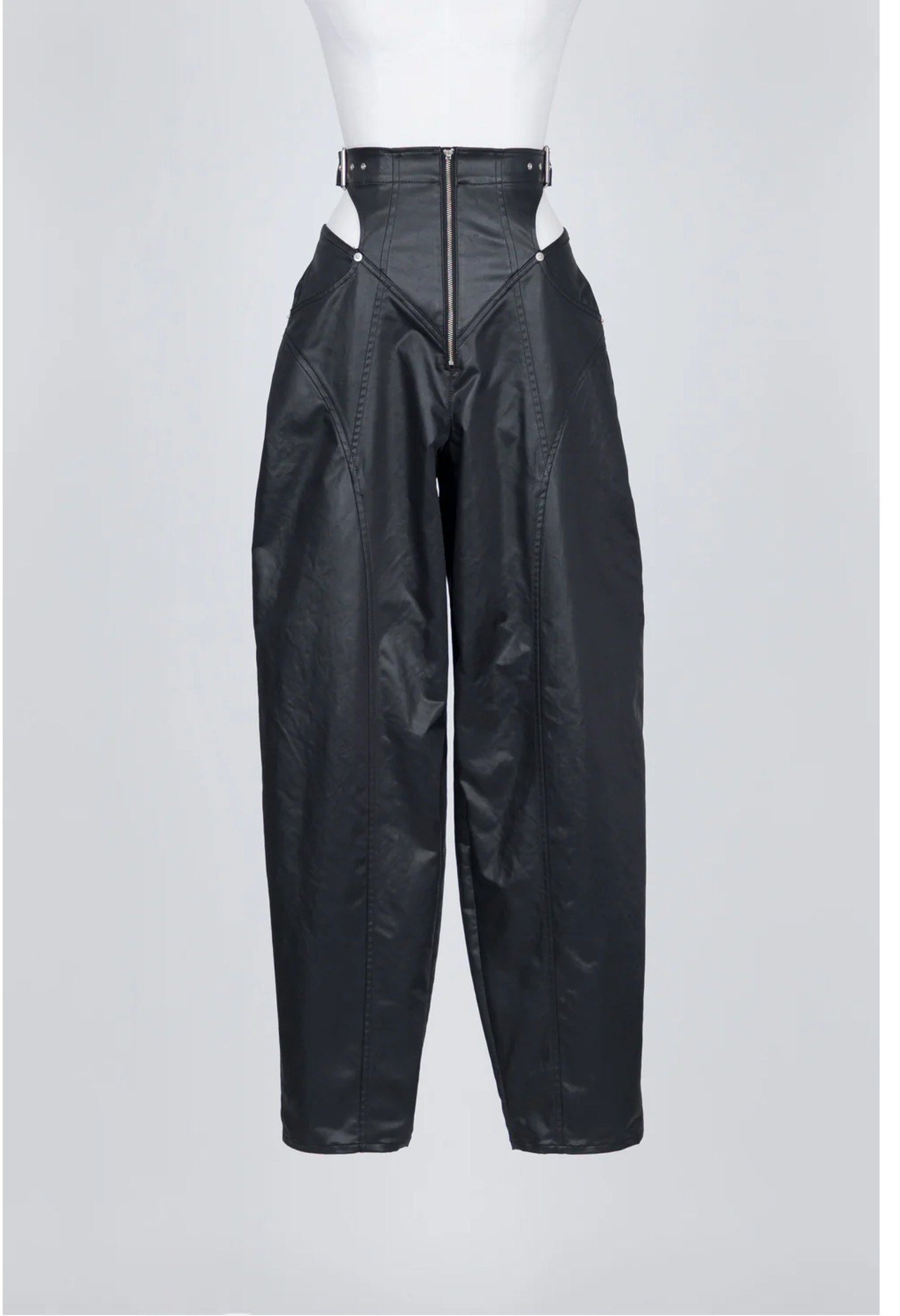 【25SS】FETICO フェティコ /　FAUX-LEATHER SATIN TROUSERS / エコレザーサテントラウザーズ - 1
