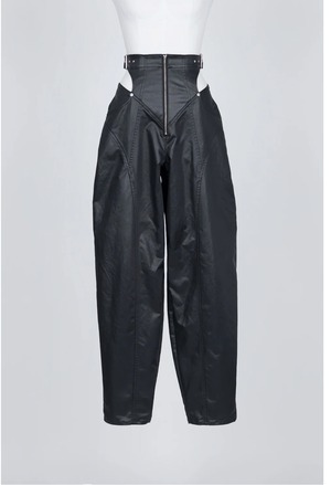 【25SS】FETICO フェティコ /　FAUX-LEATHER SATIN TROUSERS / エコレザーサテントラウザーズ
