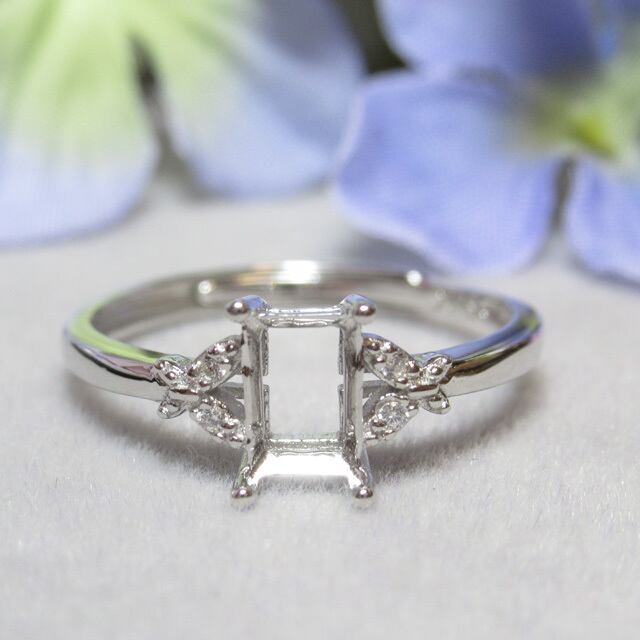 6×4㎜ レクタングル バタフライCZ S925 リング台 SV