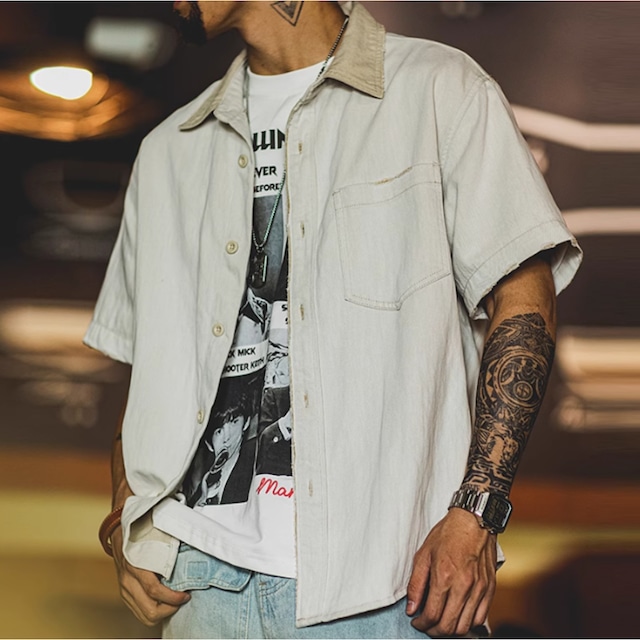 コントラストカラーカジュアルシャツ 225876