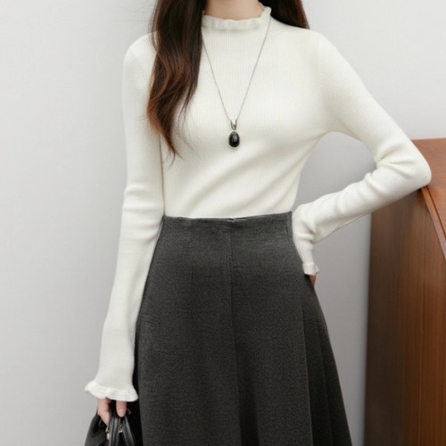 フレア袖リブインナートップス ・9667
