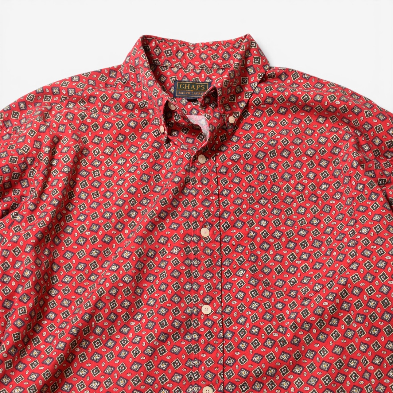 90s CHAPS Ralph Lauren 総柄 長袖 ボタンダウンシャツ