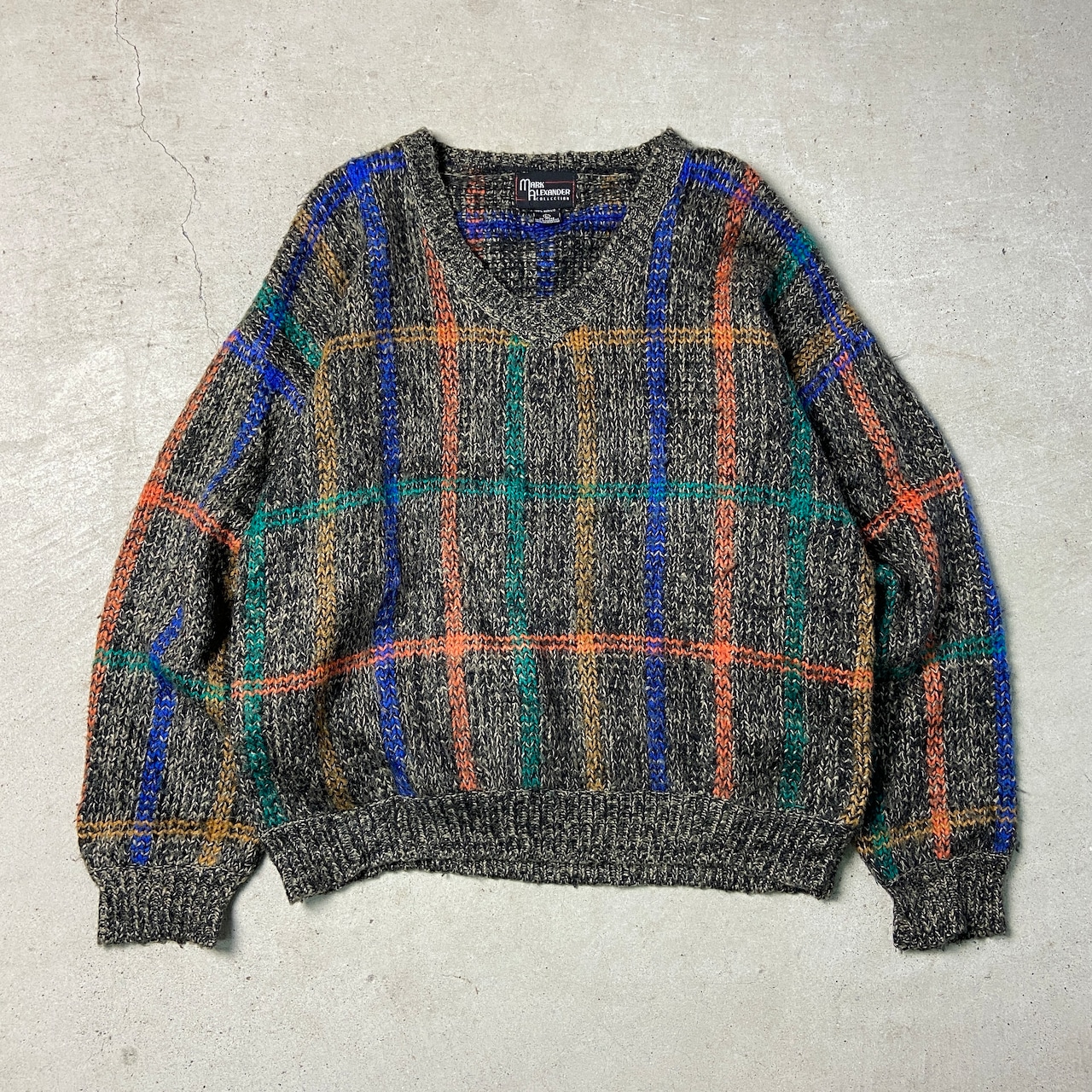 MARK ALEXANDER 総柄 アクリルニットセーター メンズL 古着 マルチ 