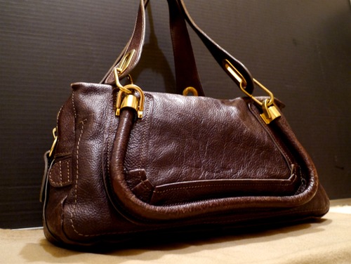 レア◆Chloe クロエ パラティ レザー トート ハンド バッグ 茶◆