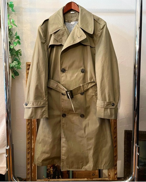 90's U.S military "Marin corps" khaki colour  trench coat with liner【S-M】