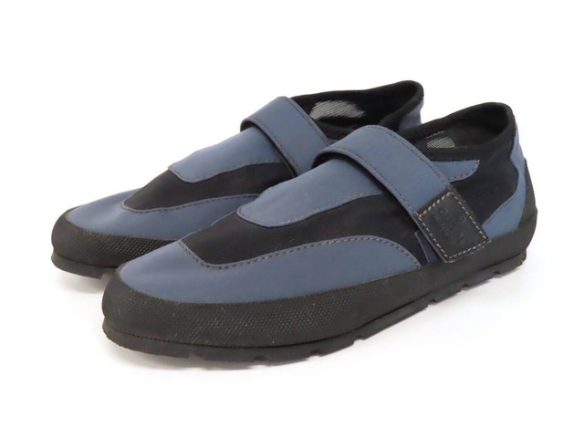 【美品】GUCCI グッチ ロゴ メッシュ ベルクロ バイカラー マリンシューズ スリッポン スニーカー 靴 36 グレー×ブラック イタリア製