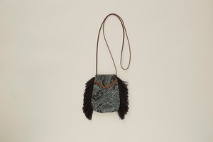 【23SS】eLfinFolk(エルフィンフォルク)FLORA twill Fringe pochette　charcoal  ポシェット