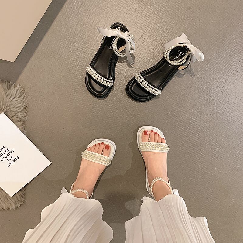 サンダルサマースタイルパール 靴 シューズ 夏物 真珠 フェイクシューズ86333322828