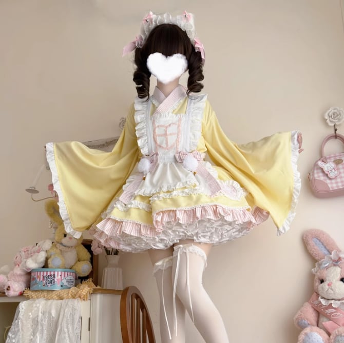 ゆめかわ♡全4カラー 大正ロマン 和ロリメイドセット kos32 ゆめかわ♡全4カラー 大正ロマン 和ロリメイドセット kos32