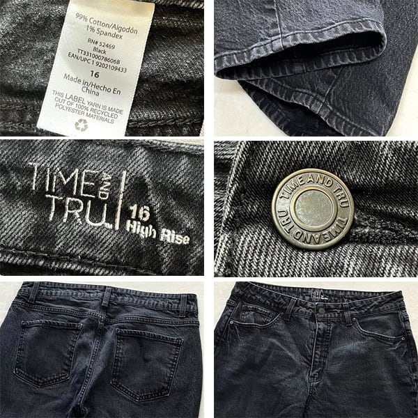 1点物◇Time & Truハイライズ黒ブラックジーンズ古着16メンズ