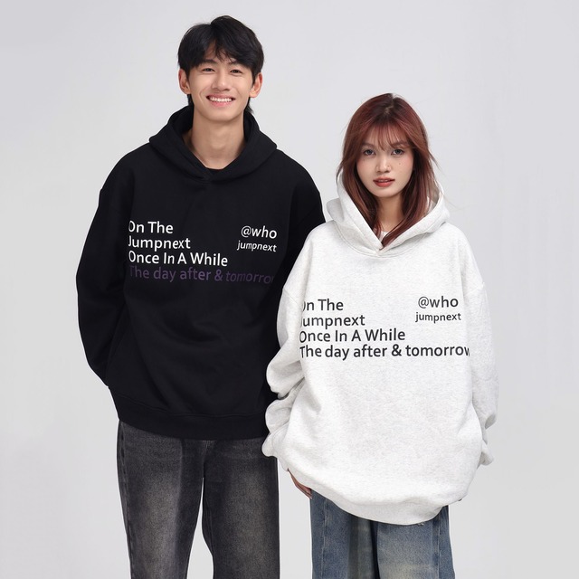 JUMP NEXTカップル英字プリントパーカー