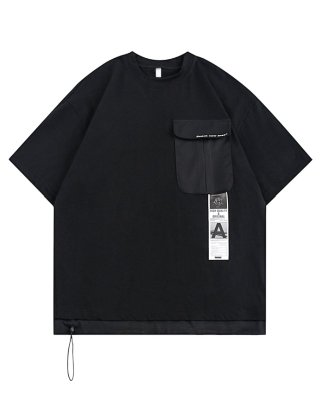 フラップポケットドローストリング半袖Tシャツ　S0548