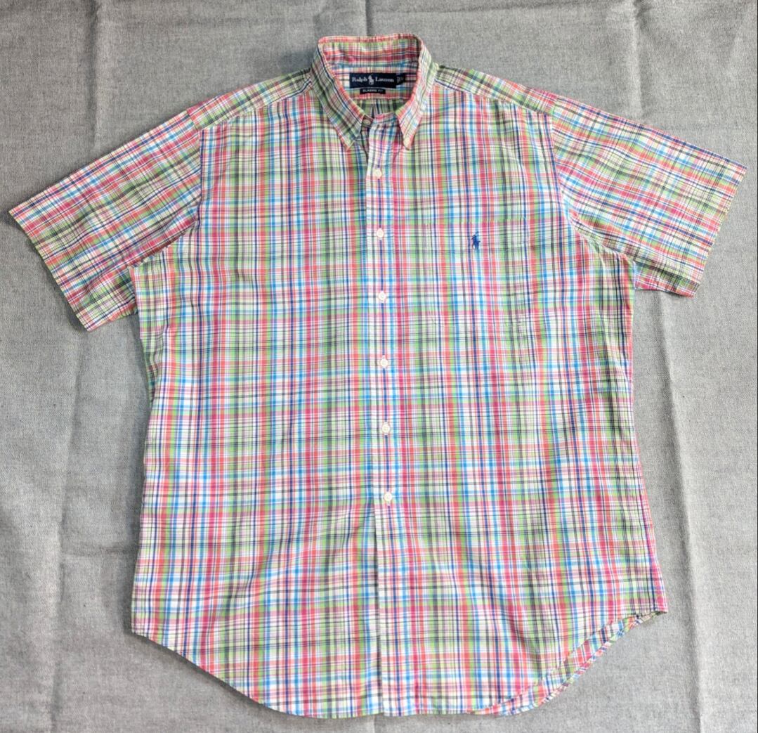Good color!! ralph lauren b/d shirt check pattern 小岩店