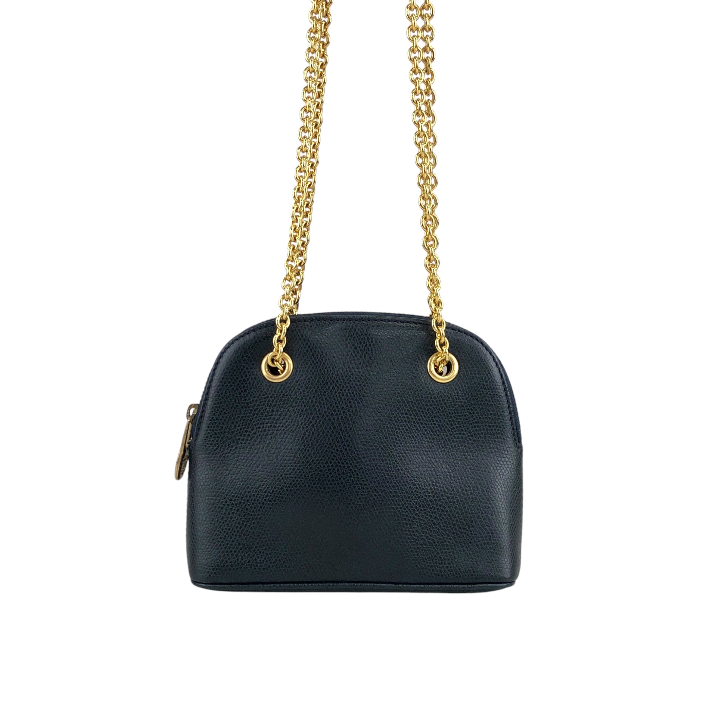 CELINE セリーヌ ショルダーバッグ ネイビー レザー ミニバッグ