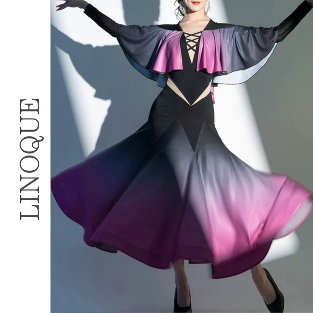 クロスストラップグラデーションロングドレス 2color 【L00111】