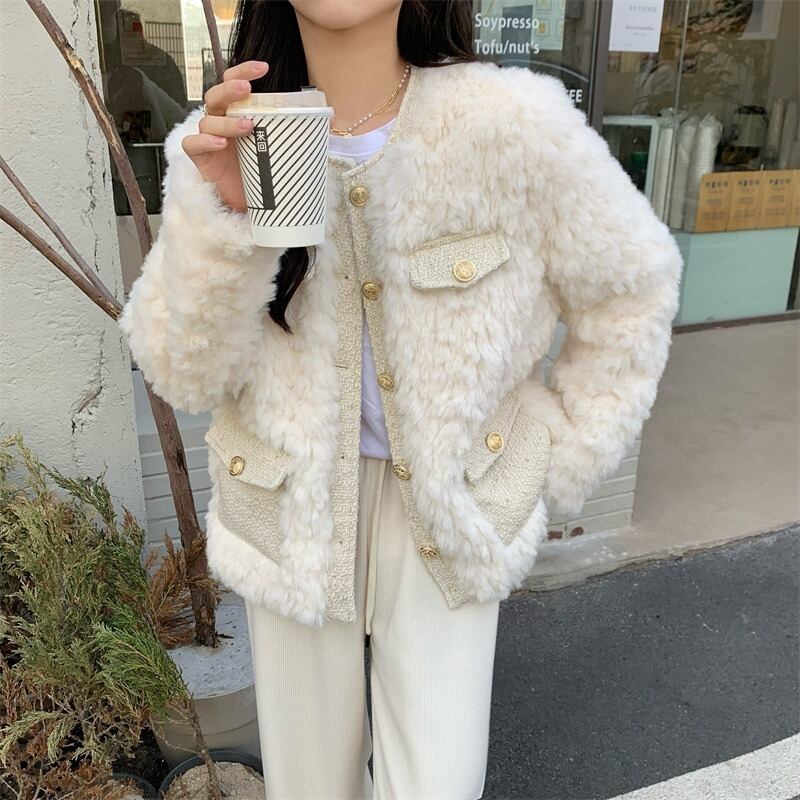 バーバリーブルーレーベル デニムミドル丈コート フェイクファー 