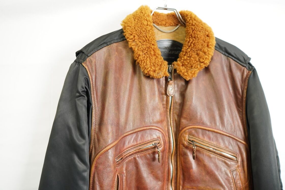 60s【ALBINO GARDIN】leather changing fabric jacket | Pay ID
