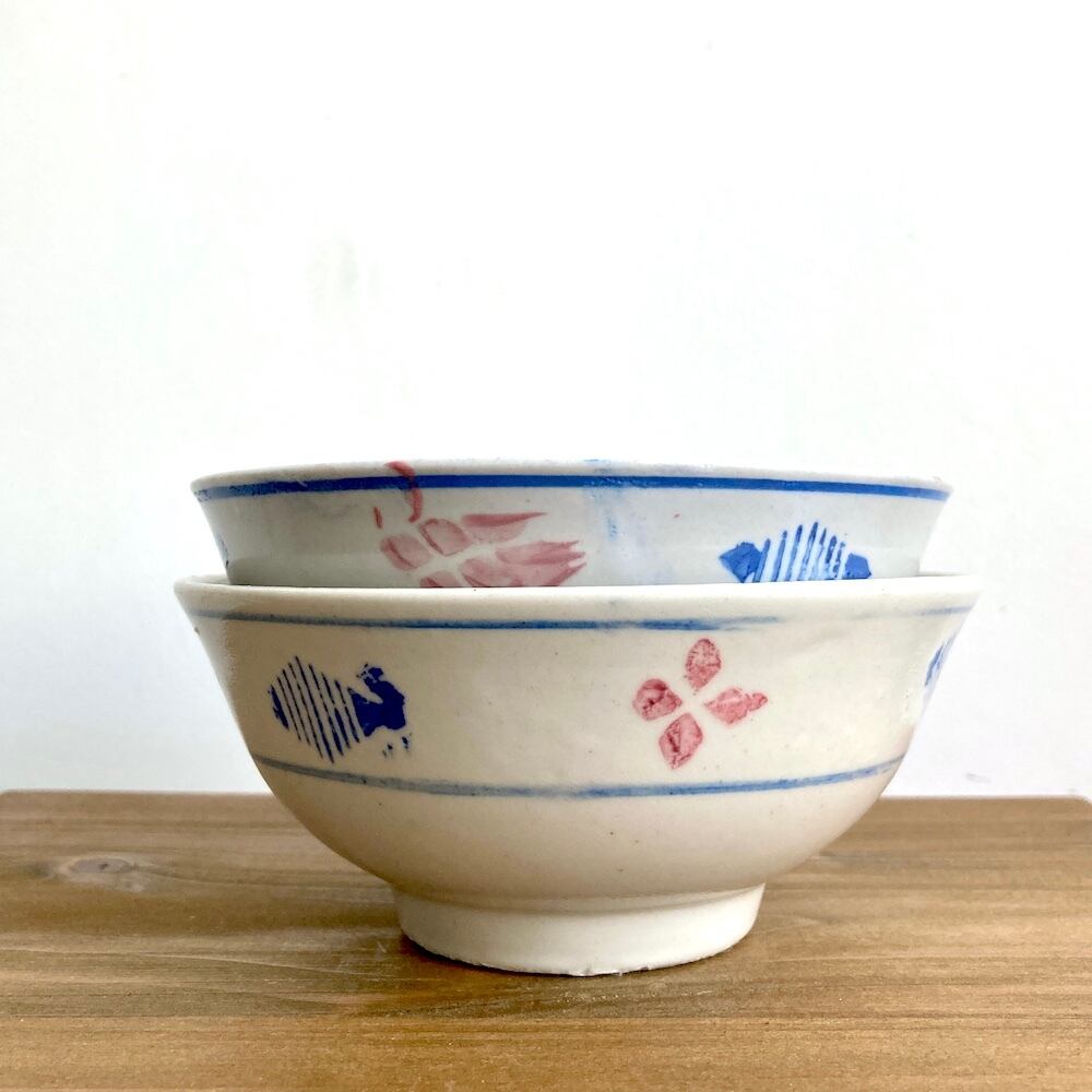 レトロチャイナ皿|青と赤の印判ボウル