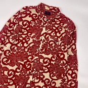 衣 コロモ 花柄 長袖シャツ XL/レッド系 メンズ