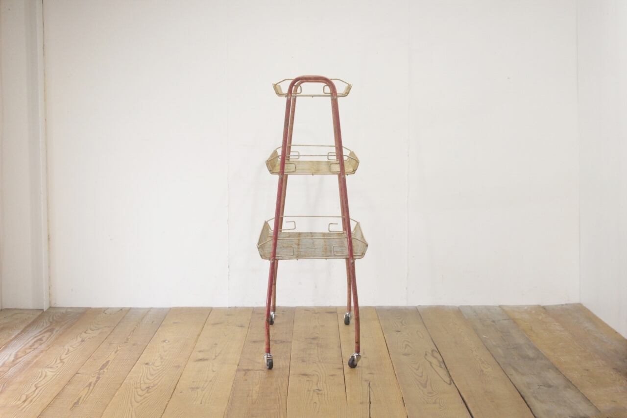 レトロ ヴィンテージ オープンシェルフ ラック ワゴン 棚 3段  