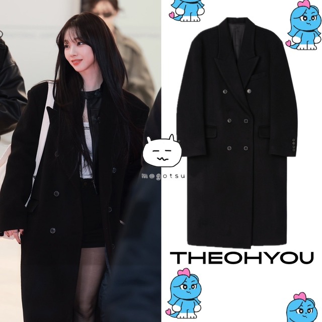 [8~9月再入庫予定]★aespa カリナ 着用！！【THE OHYOU】WOOL OVERSIZE LONG COAT (BLACK)