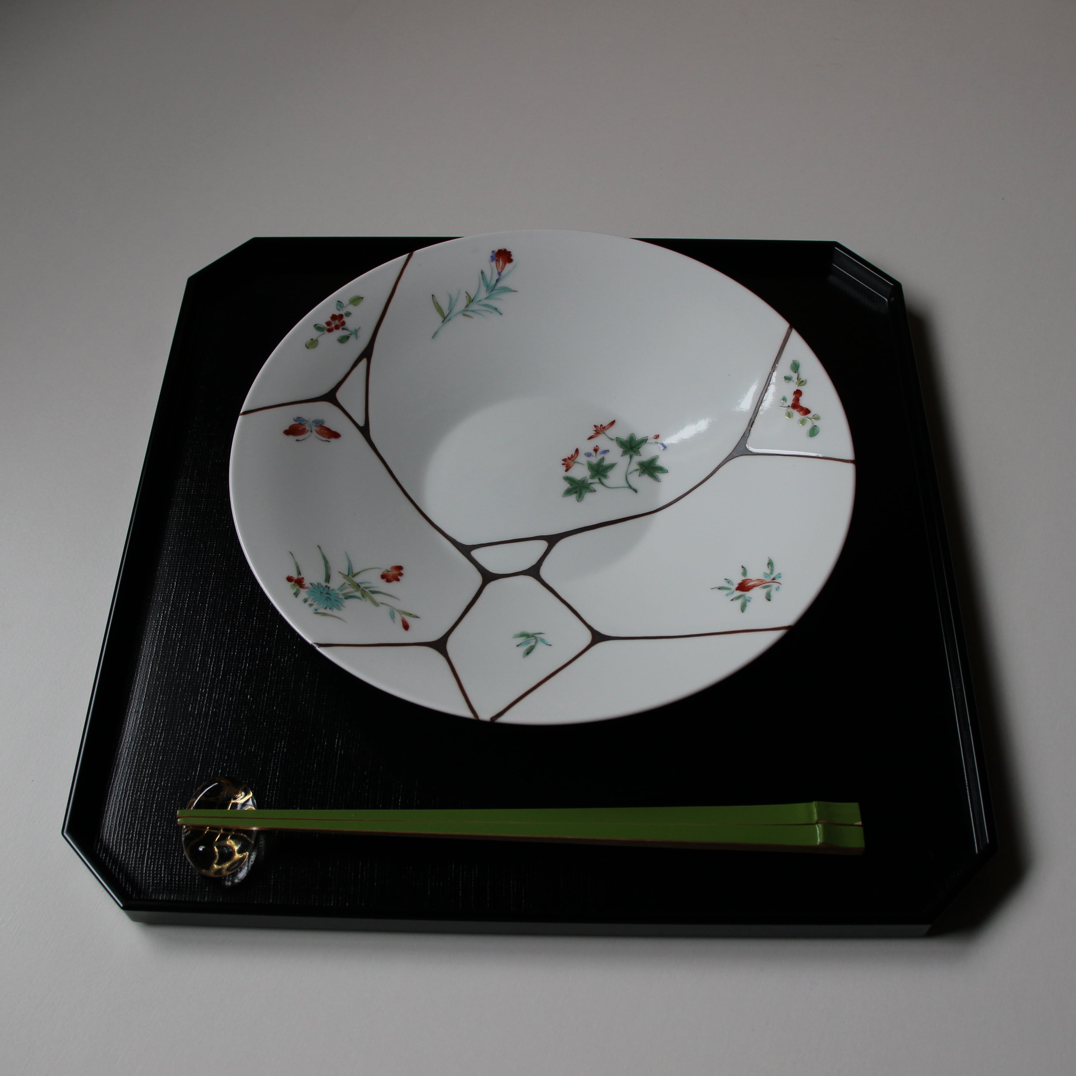 総黒 隅切り布目盆 尺五分（食洗機対応） | 芦屋貴兆陶家 online shop