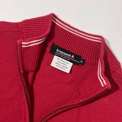 カシミヤ混 le coq GOLF ルコック ハーフジップ ニット セーター M/赤 レッド系 メンズ ゴルフ