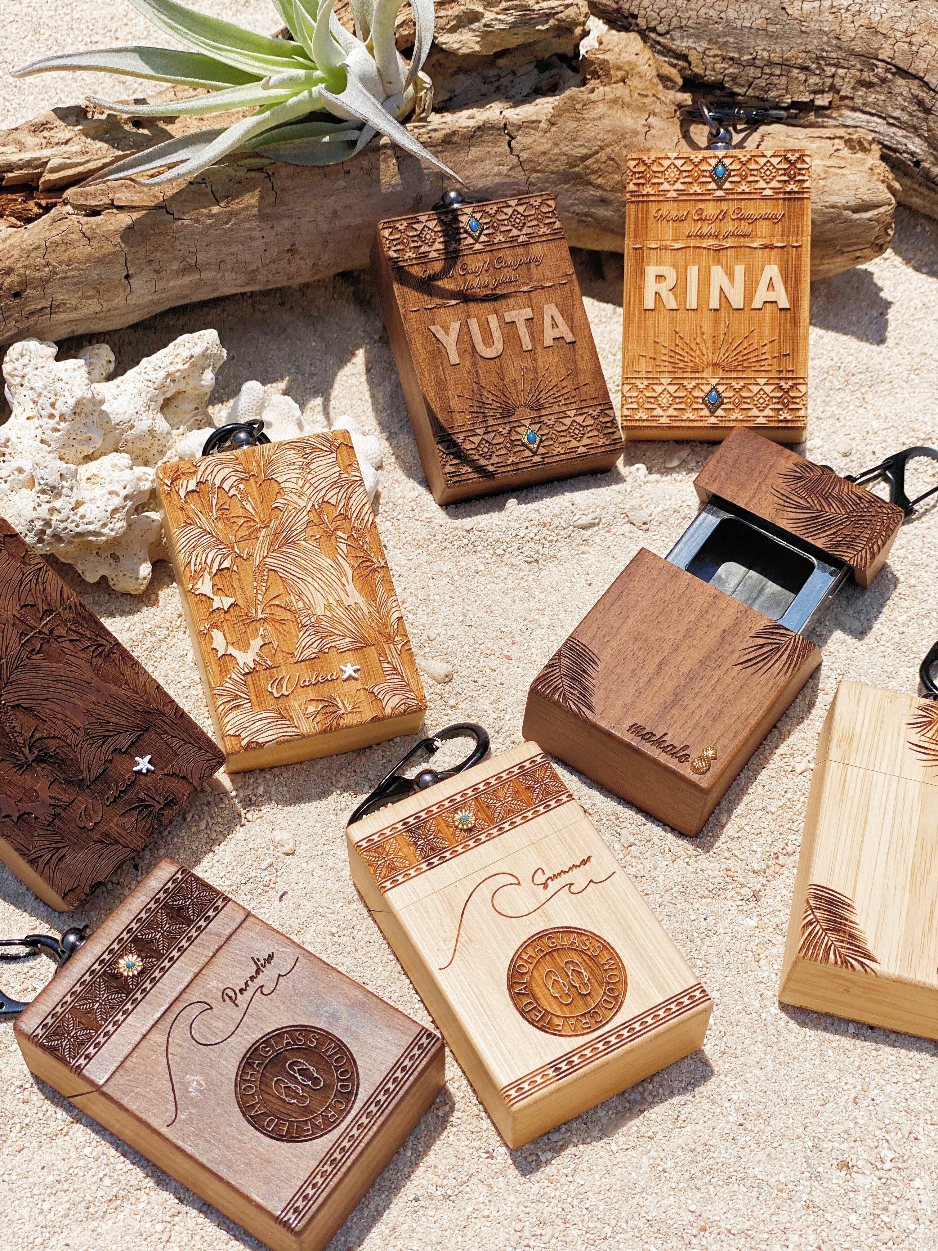 Wood portable ash tray | ALOHA GLASS