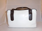 白＆こげ茶皮和装バック cowhide vintage bag(made in Japan)white&brown