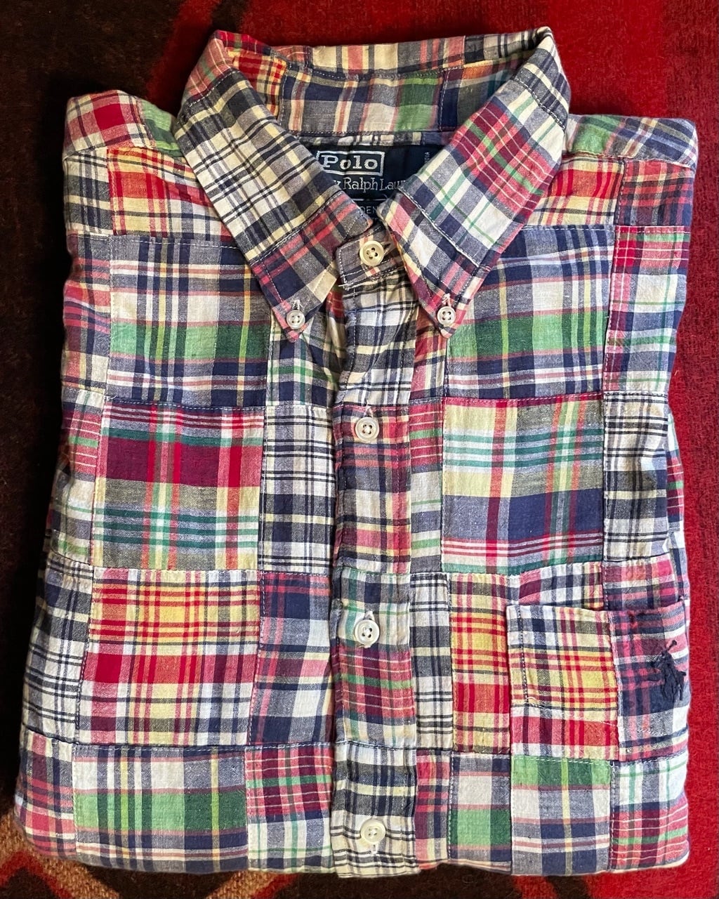 90年代 Polo Ralph Lauren マドラスパッチワーク BDシャツ サイズM ユーズド Room Style Store