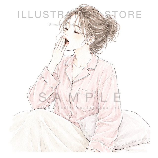 あくびをする女性のイラスト素材
